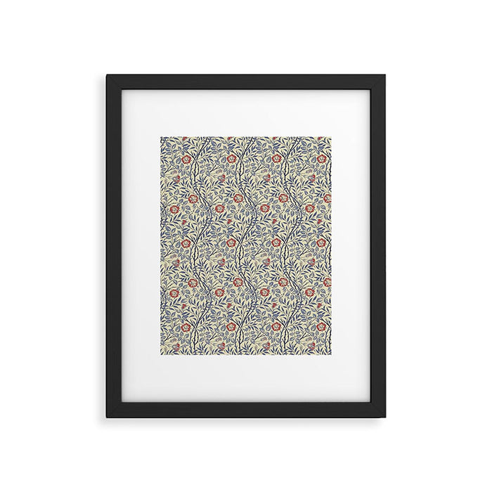 William Morris Sweet Briar Indigo Red Framed Art Print Gallery Image 1