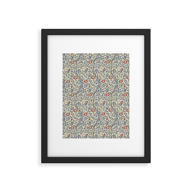 William Morris Sweet Briar Indigo Red Framed Art Print Gallery Image 6
