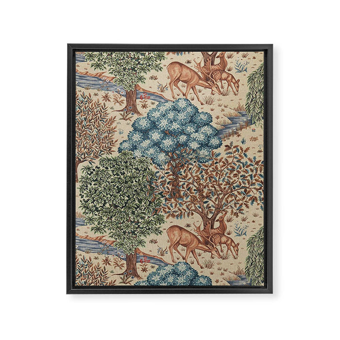 William Morris The Brook Cream Linen Woodland Framed Canvas Print Gallery Image 1