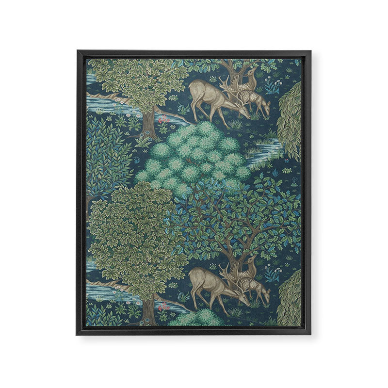 William Morris The Brook Dark Blue Woodland Framed Canvas Print Gallery Image 8