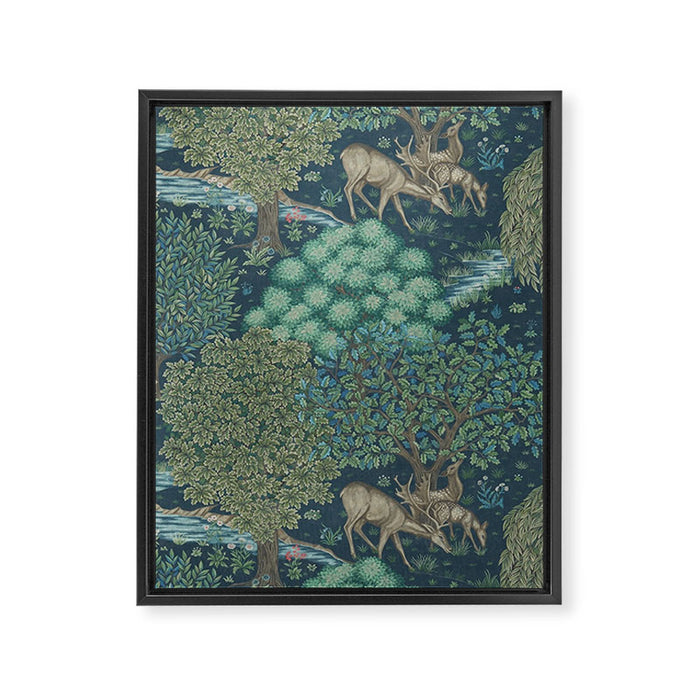 William Morris The Brook Dark Blue Woodland Framed Canvas Print Gallery Image 1