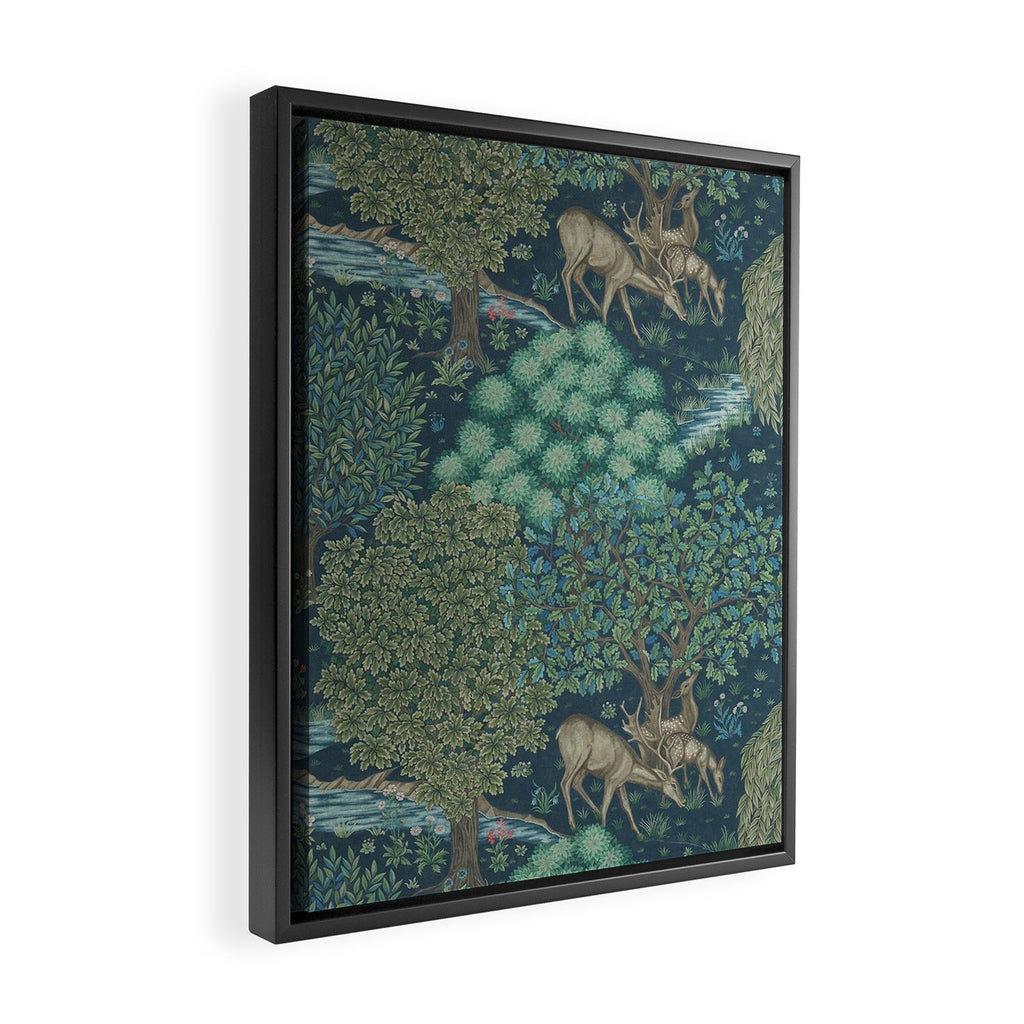William Morris The Brook Dark Blue Woodland Framed Canvas Print Gallery Image 2