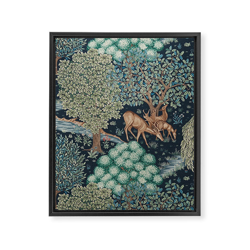 William Morris The Brook Indigo Tapestry Blue Framed Canvas Print Gallery Image 8