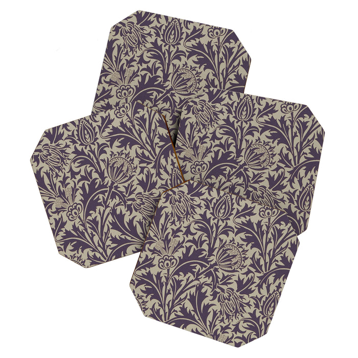 William Morris Thistle Grape Vellum Coaster Gallery Image 1