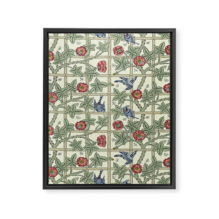 William Morris Trellis Ivory Brick Framed Canvas Print Gallery Image 1