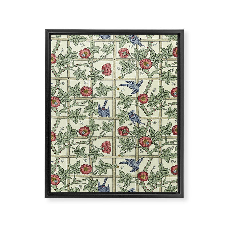 William Morris Trellis Ivory Brick Framed Canvas Print Gallery Image 8