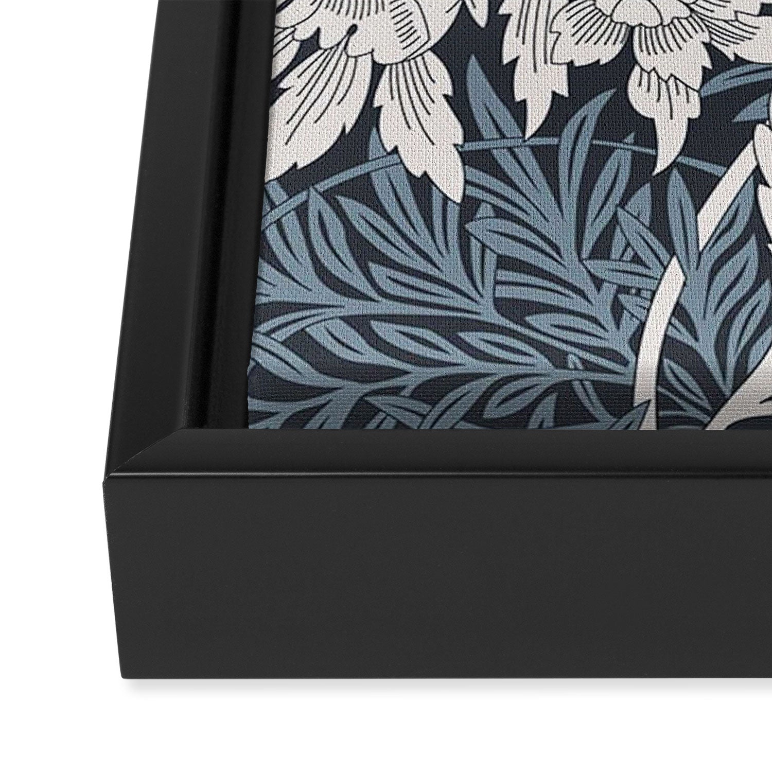 William Morris Tulip and Willow Navy Blue Framed Canvas Print Gallery Image 3