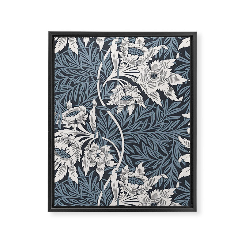 William Morris Tulip and Willow Navy Blue Framed Canvas Print Gallery Image 8