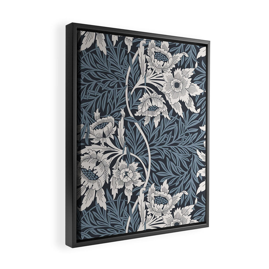 William Morris Tulip and Willow Navy Blue Framed Canvas Print Gallery Image 2