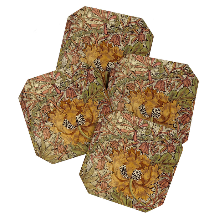 William Morris Vintage Autumnal Honeysuckle & and Tulip 1876 Coaster Gallery Image 1