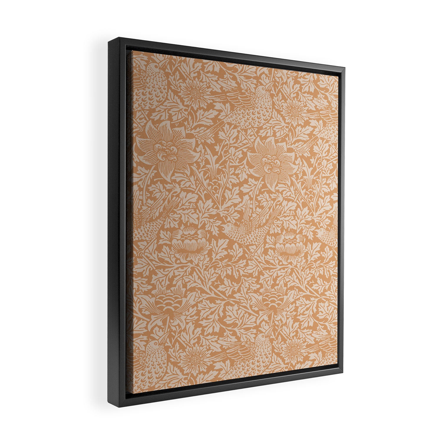 William Morris Vintage Bird & Anemone Soft Apricot Framed Canvas Print Gallery Image 2