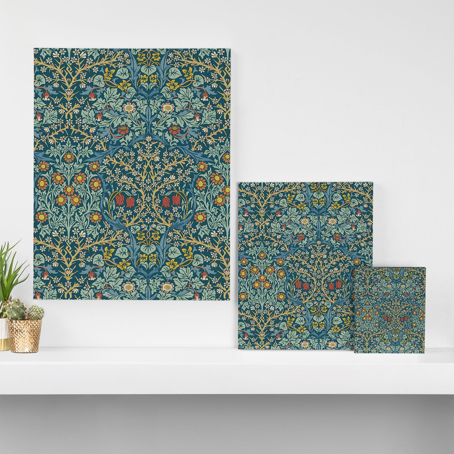 William Morris Vintage Blackthorn Bright Indigo Canvas Print Gallery Image 3