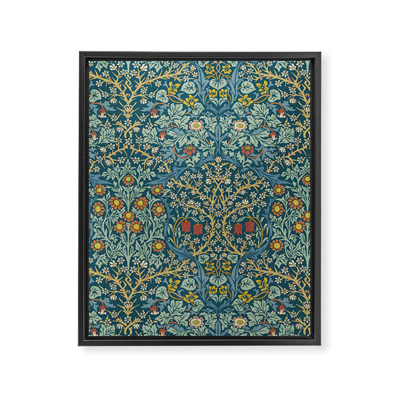 William Morris Vintage Blackthorn Bright Indigo Framed Canvas Print Gallery Image 3