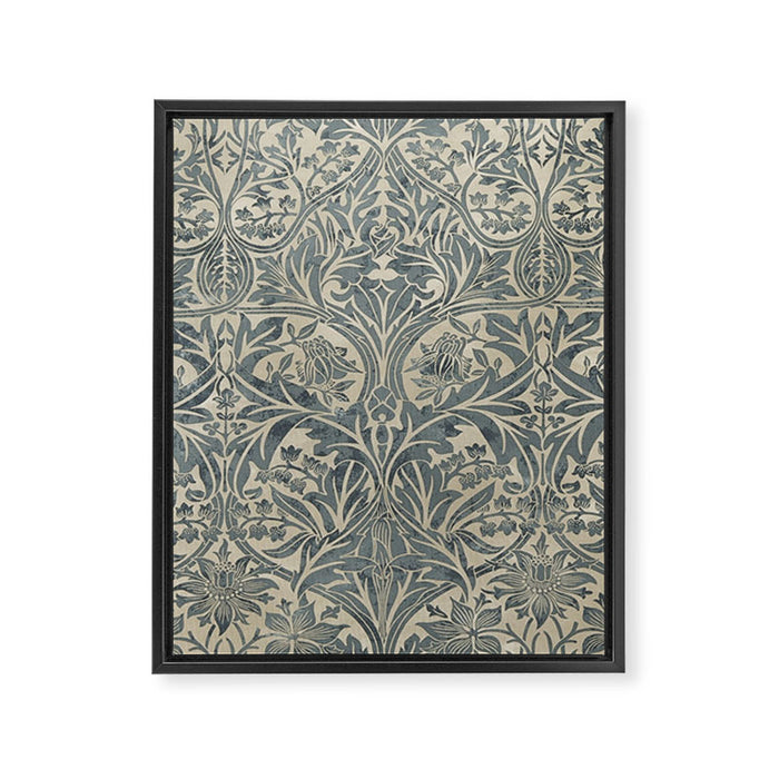 William Morris Vintage Bluebell Blue Sea Green Vellum Framed Canvas Print Gallery Image 1