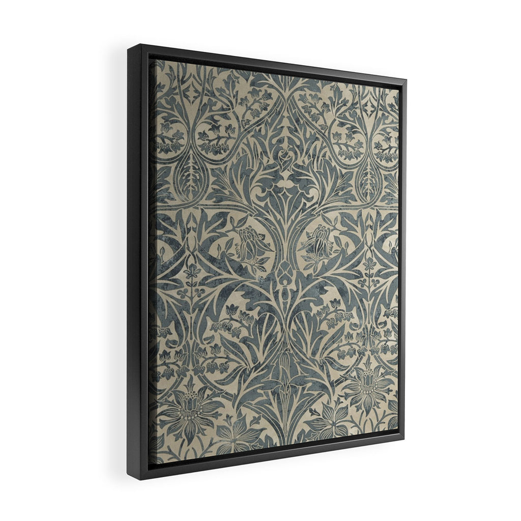 William Morris Vintage Bluebell Blue Sea Green Vellum Framed Canvas Print Gallery Image 2