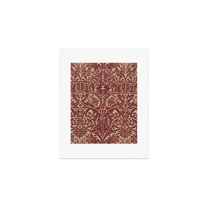 William Morris Vintage Bluebell Claret Red Gold Art Print Gallery Image 1