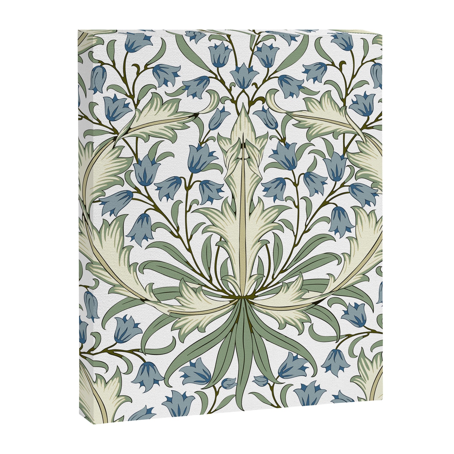 William Morris Vintage Bluebell Floral Blue Green & White  Canvas Print Gallery Image 3