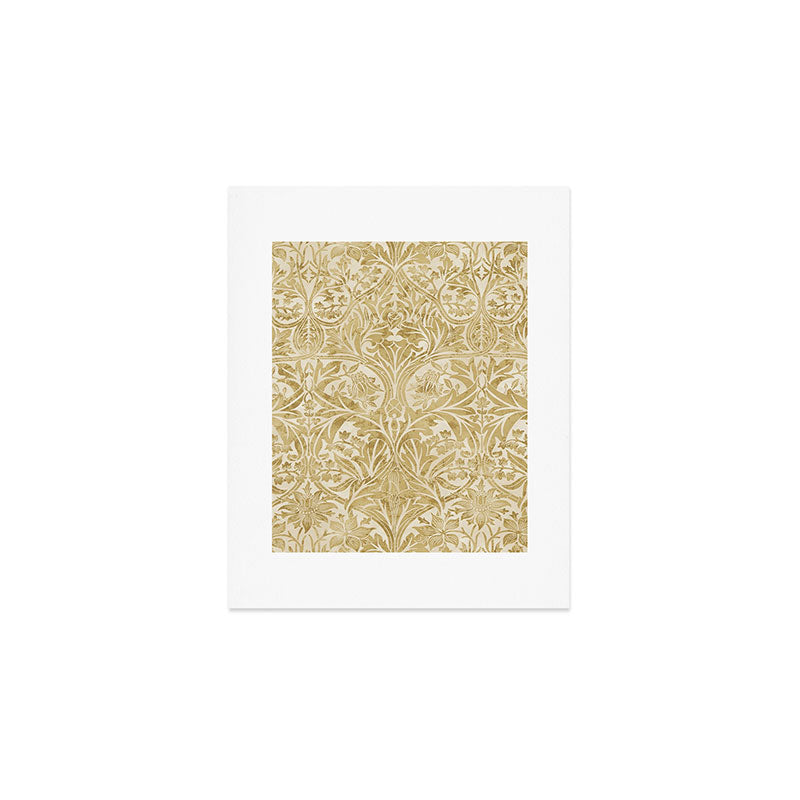 William Morris Vintage Bluebell Gold & Vellum Art Print Gallery Image 1