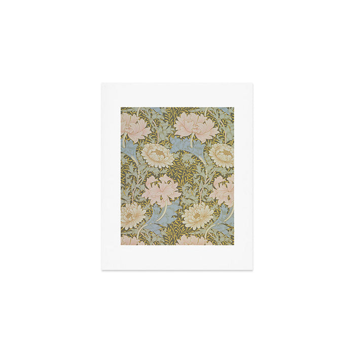 William Morris Vintage Chrysanthemum Pastel Pink Gold Blue 1876  Art Print Gallery Image 1