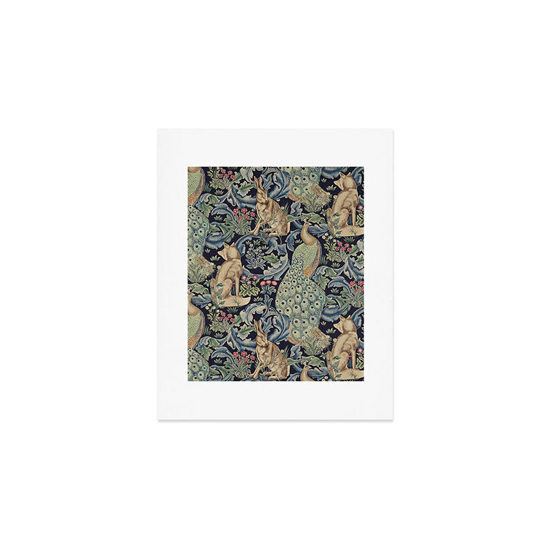 William Morris Vintage Craftsman Forest Compilation Indigo Blue  Art Print Gallery Image 1