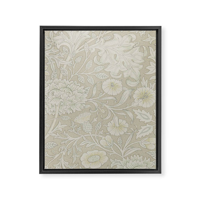 William Morris Vintage Double Bough Cream Pewter Framed Canvas Print Gallery Image 1