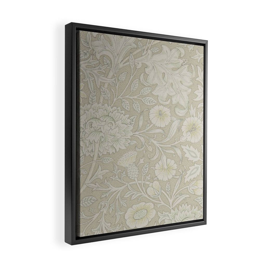 William Morris Vintage Double Bough Cream Pewter Framed Canvas Print Gallery Image 2