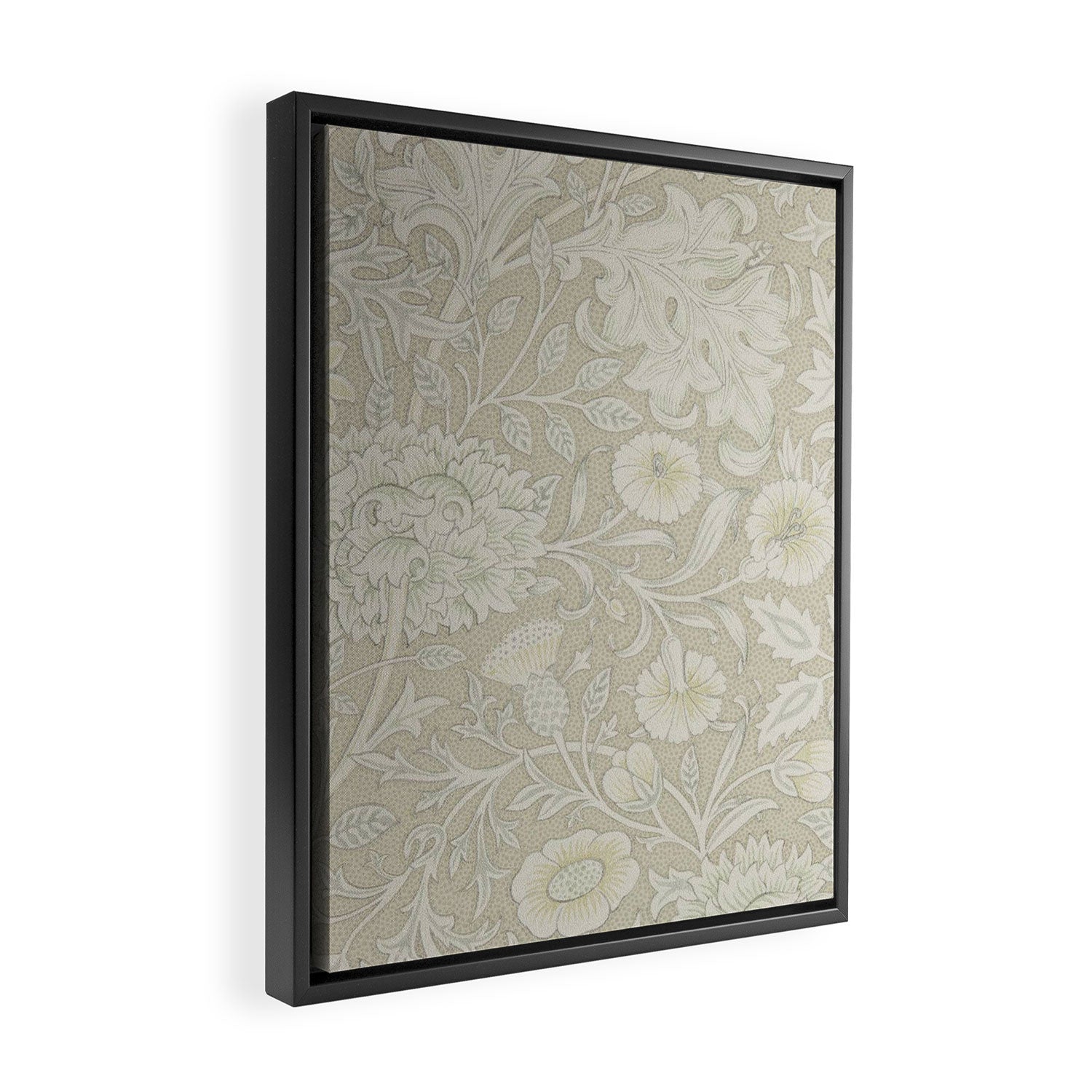 William Morris Vintage Double Bough Cream Pewter Framed Canvas Print Gallery Image 2