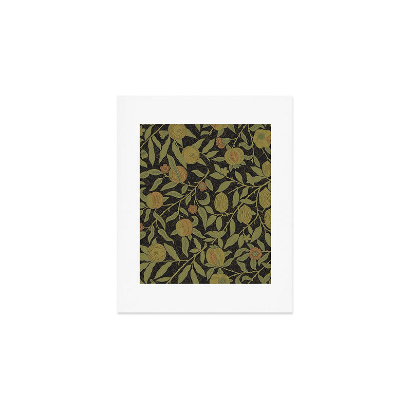 William Morris Vintage Fruit Golden Black Claret Pattern Art Print Gallery Image 1