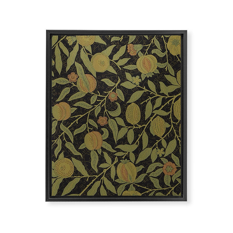 William Morris Vintage Fruit Golden Black Claret Pattern Framed Canvas Print Gallery Image 8