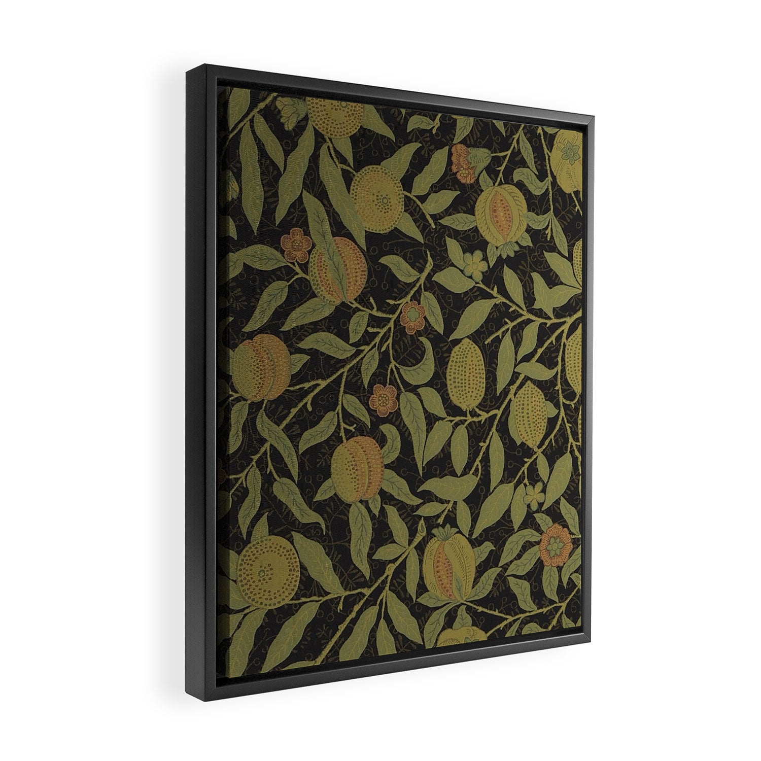 William Morris Vintage Fruit Golden Black Claret Pattern Framed Canvas Print Gallery Image 2