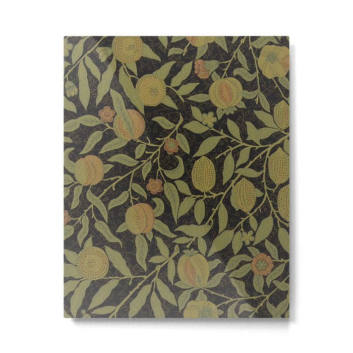 William Morris Vintage Fruit Golden Black Claret Pattern Metal Print Gallery Image 1