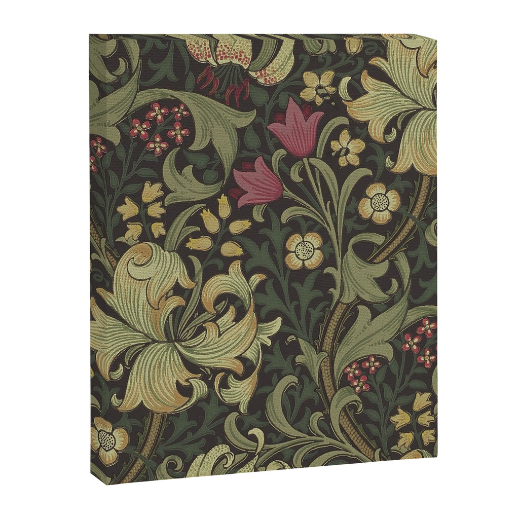 William Morris Vintage Golden Lily Black Charcoal Olive Green Canvas Print Gallery Image 8