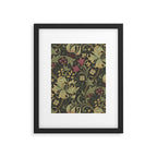 William Morris Vintage Golden Lily Black Charcoal Olive Green Framed Art Print Gallery Image 6