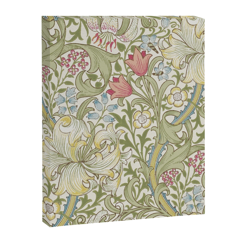 William Morris Vintage Golden Lily Green & Red  Canvas Print Gallery Image 8