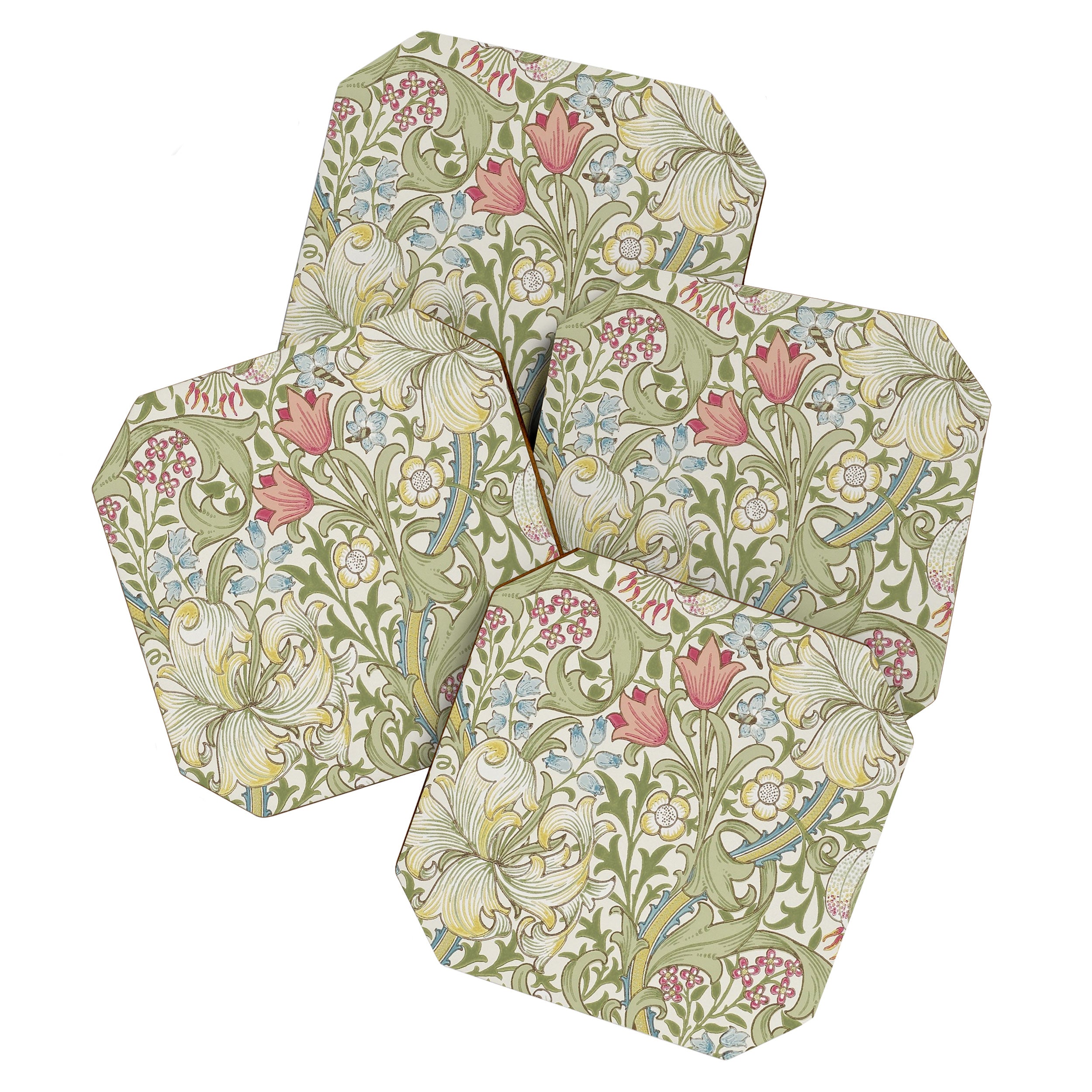 William Morris Vintage Golden Lily Green & Red  Coaster Gallery Image 1