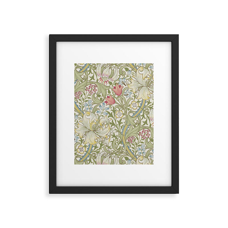 William Morris Vintage Golden Lily Green & Red  Framed Art Print Gallery Image 6