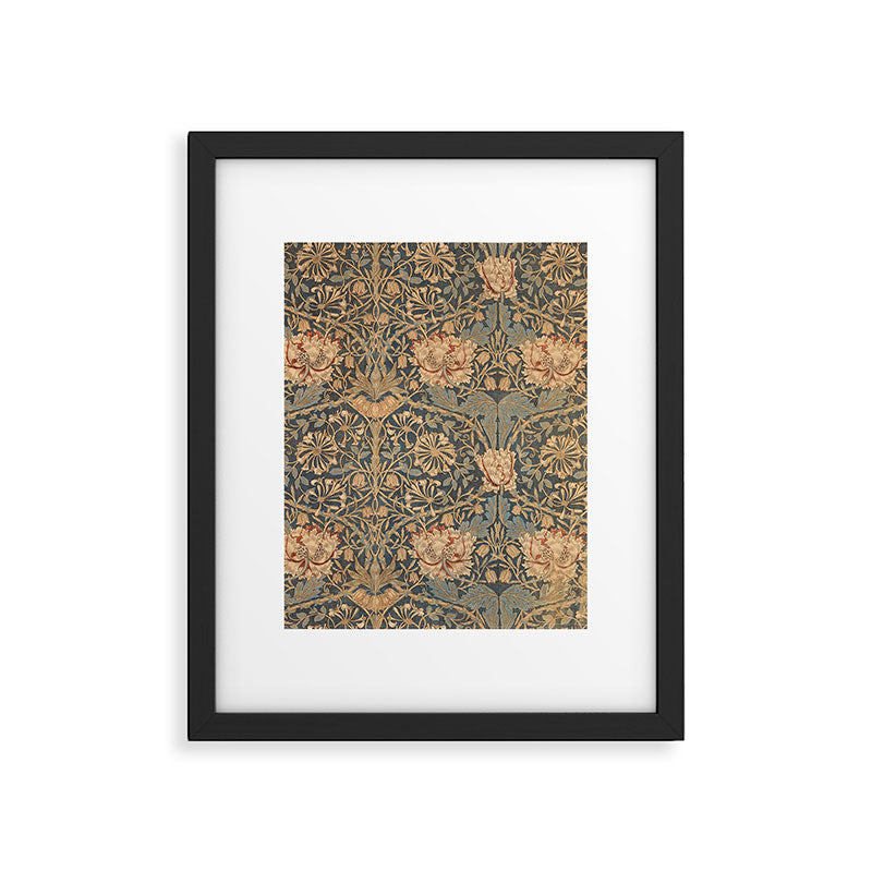 William Morris Vintage Honeysuckle & Tulip Gold and Blue Framed Art Print Gallery Image 5