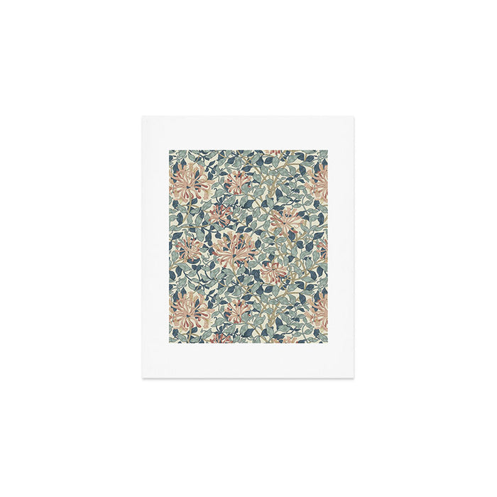 William Morris Vintage Honeysuckle Aqua Art Print Gallery Image 1