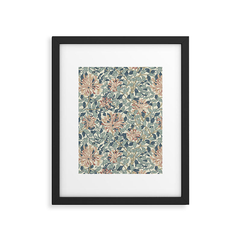 William Morris Vintage Honeysuckle Aqua Framed Art Print Gallery Image 6