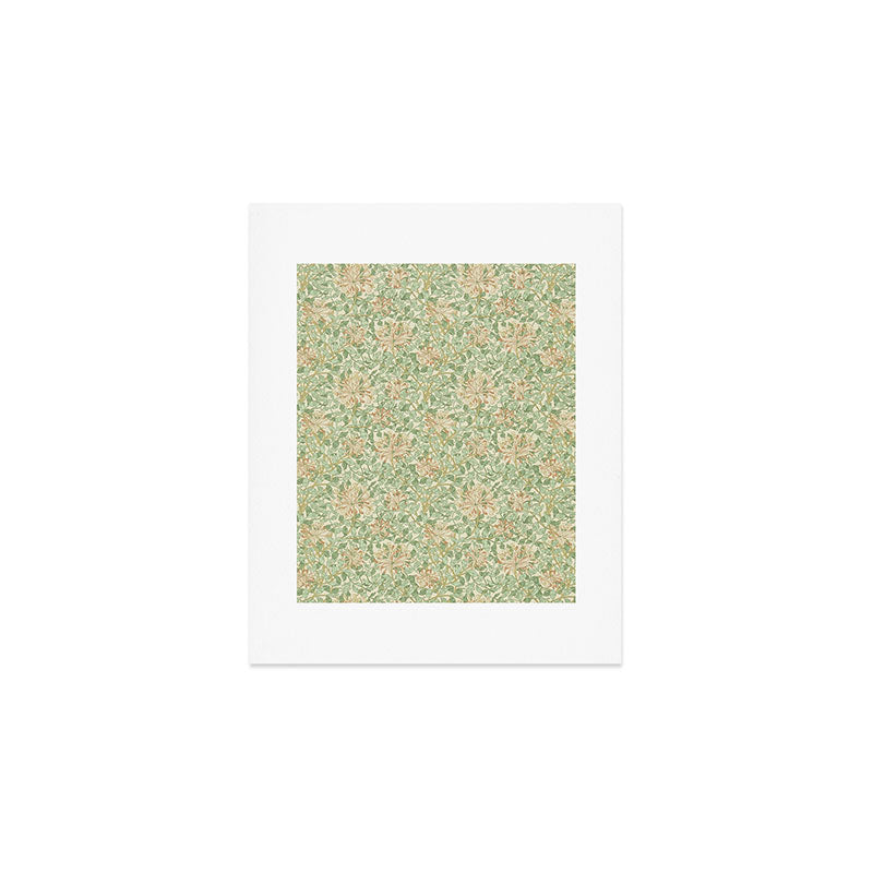 William Morris Vintage Honeysuckle Artichoke Plaster Pink Green Floral Art Print Gallery Image 1