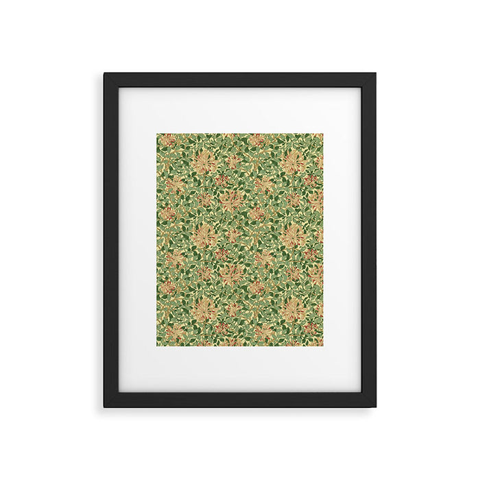 William Morris Vintage Honeysuckle Green & Pink  Framed Art Print Gallery Image 1