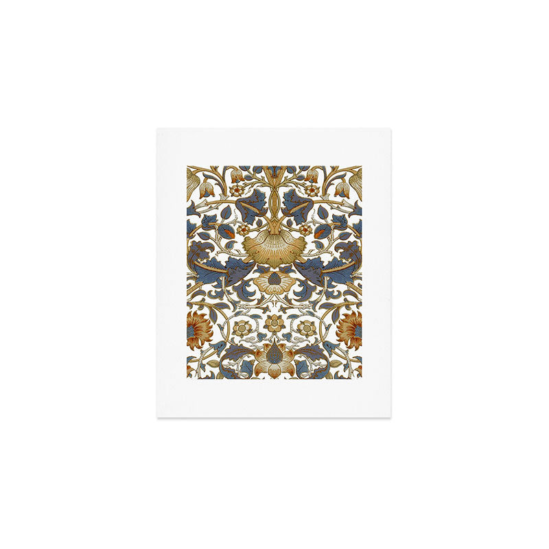 William Morris Vintage Lodden Blue Gold Art Print Gallery Image 1