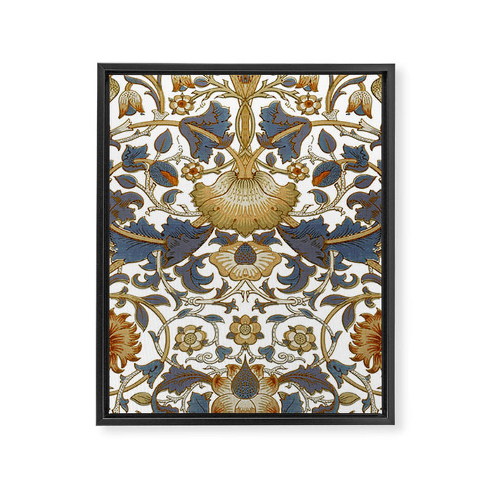 William Morris Vintage Lodden Blue Gold Framed Canvas Print Gallery Image 1