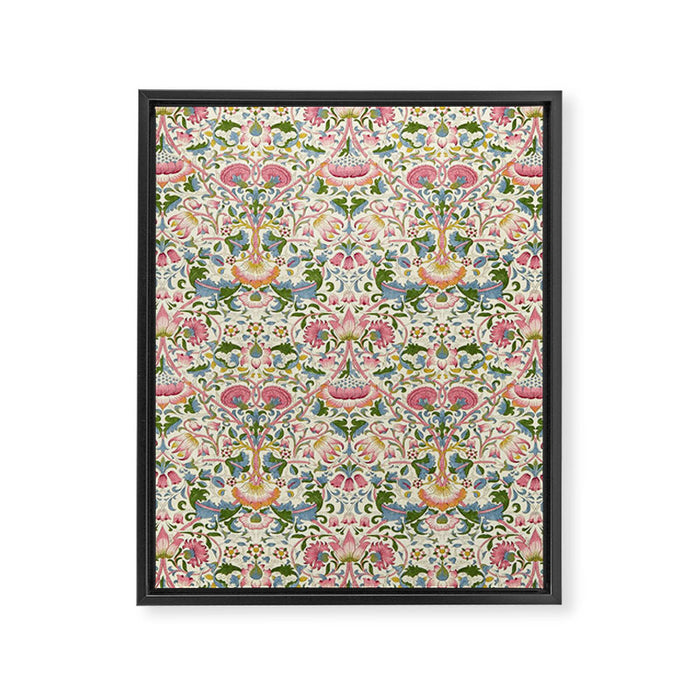 William Morris Vintage Lodden Blush Pink & Woad Blue Framed Canvas Print Gallery Image 1