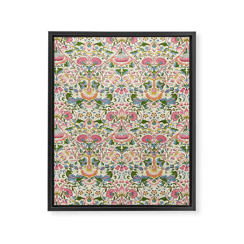 William Morris Vintage Lodden Blush Pink & Woad Blue Framed Canvas Print Gallery Image 8