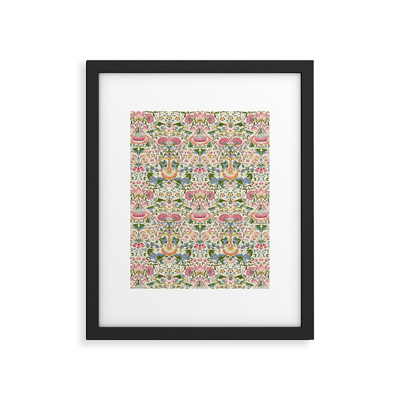 William Morris Vintage Lodden Blush Pink & Woad Blue Framed Art Print Gallery Image 6