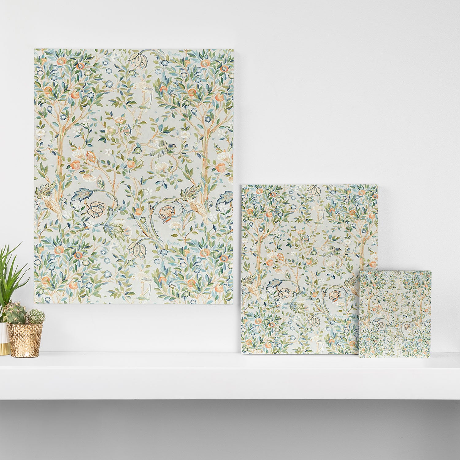 William Morris Vintage Melsetter Grey Silver Blue Pastel Floral  Canvas Print Gallery Image 3