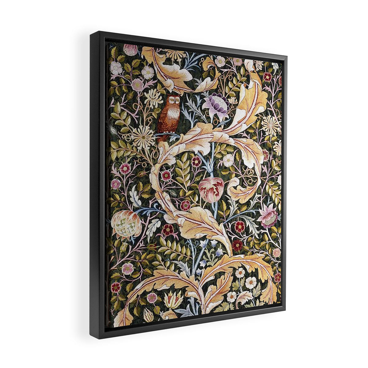 William Morris Vintage Owl Forest Framed Canvas Print Gallery Image 2