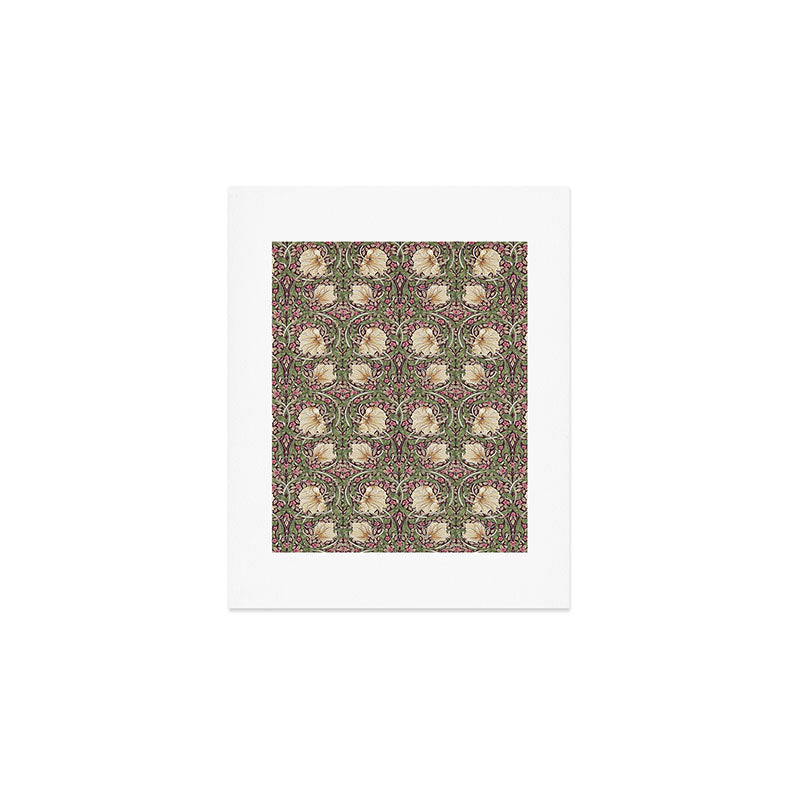William Morris Vintage Pimpernel Aubergine Olive Art Print Gallery Image 1