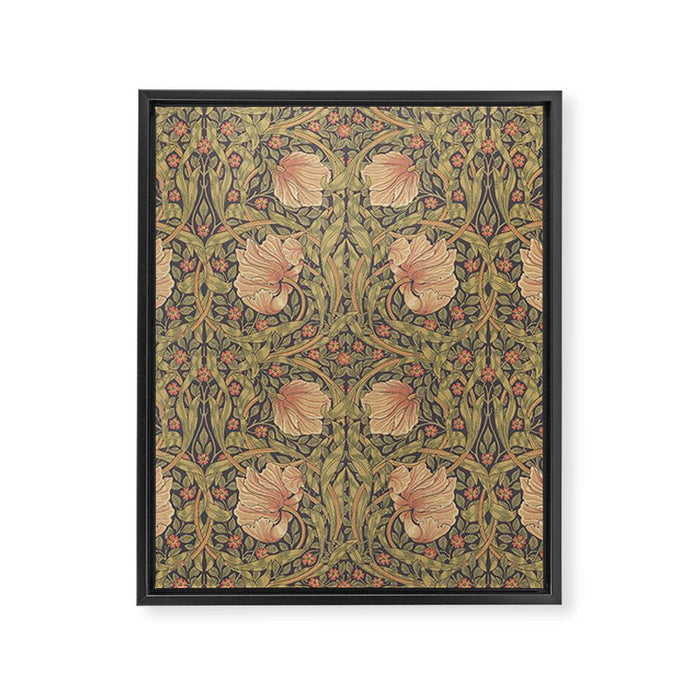 William Morris Vintage Pimpernel Bullrush Russet Minor Framed Canvas Print Gallery Image 1